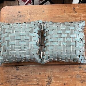 Edie Inc. RM-1996K Basket Weave Cord Decorative Pillows in Mineral. Qty-2.  NEW!